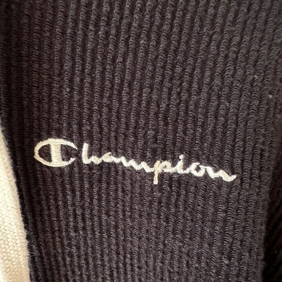 Champion Navy Blue Women's‎ Cropped Corduroy Hoodie Kangaroo Pocket Size Medium - Picture 7 of 9